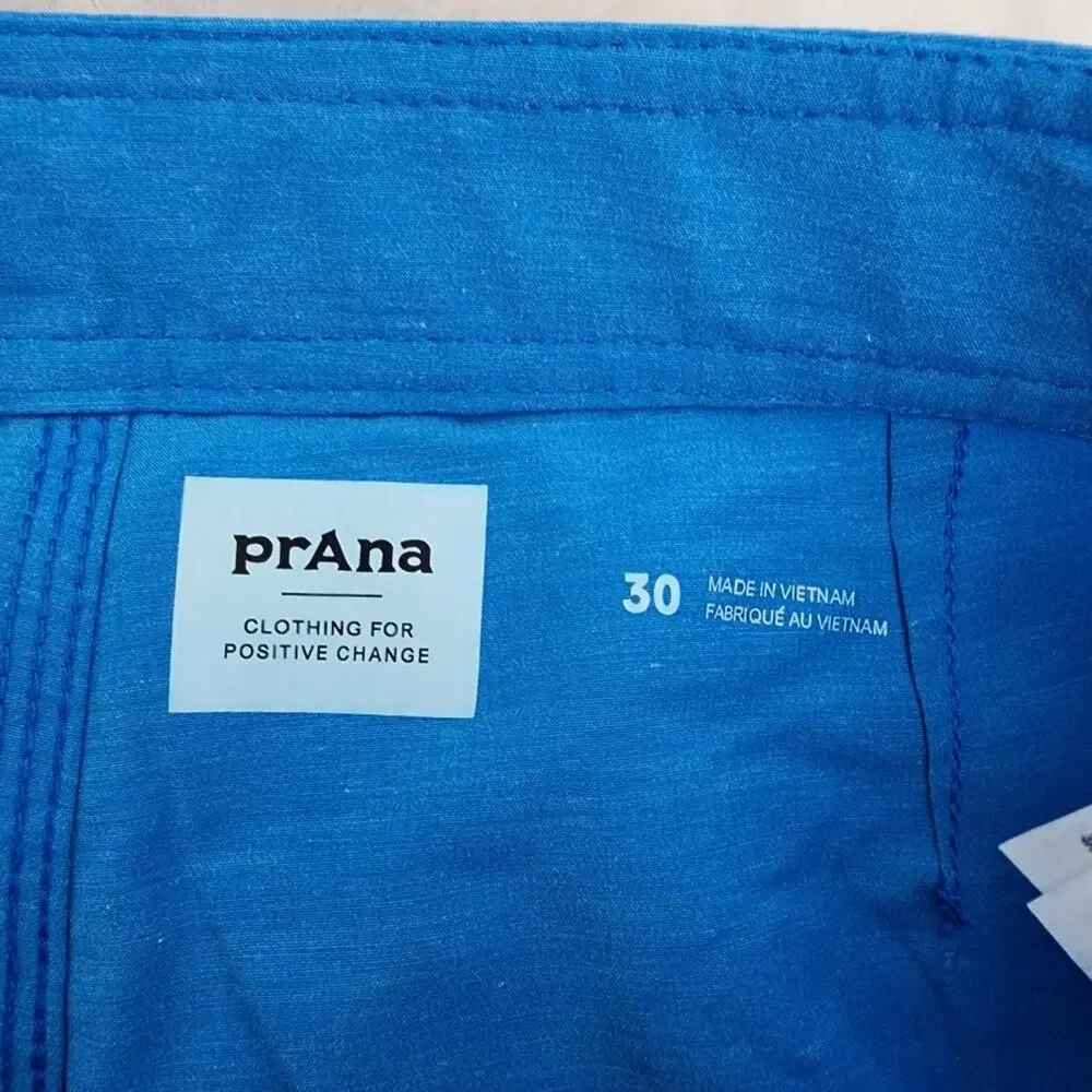 NWT prAna Rock Shock Boardshorts Tide Pool Blue Zion Cinch Waist Men’s Size 30